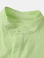 abordables camisas casuales de los hombres-Hombre camisa de lino Camisa de verano Camisa de playa Negro Blanco Marrón Manga Corta Plano Cuello Mao Verano Casual Festivos Ropa