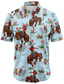 voordelige Hawaiiaanse overhemden-Voor heren Overhemd Hawaiiaans overhemd Cowboyshirt Grafische prints Cowboy Strijkijzer Blozend Roze blauw Paars Straat Casual Korte Mouw Button-omlaag Afdrukken Kleding Tropisch Modieus Hawaii
