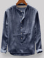 abordables chemises décontractées pour hommes-Homme Chemise Lin Plein Col Mao Jaune Vert Kaki Bleu de minuit Gris Extérieur du quotidien manche longue Bouton bas Vêtement Tenue Coton Décontractées Confortable