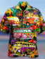 ieftine Cămașă Hawaiană-Bărbați Cămașă Cămașă hawaiană Imprimeu Grafic Hippie Autobuz Răsfrânt Galben Deschis Negru Verde Deschis Mov Maro Casual Hawaiian Manșon scurt Buton în jos Imprimeu Îmbrăcăminte Tropical Mod