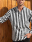 cheap Men&#039;s Casual Shirts-Men&#039;s Henley Shirt Casual Shirt Striped Black and White Collar Black / Gray Green Blue Dusty Blue Casual Daily Long Sleeve Button-Down Clothing Apparel Cotton Basic Fashion Streetwear