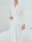 cheap Robes-Men&#039;s Pajamas Robe Bathrobe Robes Gown Pure Color Stylish Casual Comfort Home Bathing Waffle Fabric Comfort Warm Long Robe Pocket Winter Fall Black White
