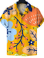 tanie męskie koszule casual-Męskie Koszula hawajska Zapinana na guziki koszula Letnia koszula Codzienna koszula Koszula plażowa Biały Żółty Jasnozielony Rumiany róż Niebieski Krótki rękaw Litera Drzewo kokosowe Wzory graficzne