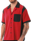 baratos camisas masculinas casuais-Homens camisa de botão Camisa casual Camisa de boliche Camisa de acampamento Camisa cubana Bloco de cor Aberto para a Lateral Branco Azul Vermelho Azul Profundo Cinzento Escuro Rua Roupa Diária Manga