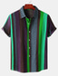 billige Hawaiiskjorter-Herre Skjorte Hawaii skjorte Stribet Krave Lysegrøn Blå Lilla Grøn Daglig Ferierejse Kortærmet Knap ned Tøj Hawaiiansk Designer Afslappet Bekvem