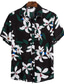 billige Hawaiiskjorter-Herre Skjorte Hawaii skjorte Button Up skjorte Sommer skjorte Casual skjorte Sort Hvid Gul Lysegrøn Lyserød Kortærmet Grafiske tryk Blomster og Planter Aftæpning Gade Ferie Knap Tøj Tropisk