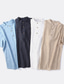 billiga fritidsskjortor för män-Herr linneskjorta Sommarskjorta Strandskjorta Krage Höst Vår Kortärmad Svart Vit Himmelsblå Randig Utomhus Gata Kläder Button-Down