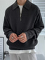 Недорогие мужской пуловер-свитер-Муж. Вязаная ткань Свитер на молнии Пуловер Рельефный узор Вязать Туника Половина почтового индекса Трикотаж Полотняное плетение Отложной Сохраняет тепло Современный современный Офис На каждый день