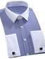 billiga Formella skjortor-Herr Skjorta Nedvikt Höst Vår Långärmad Svart Vit Himmelsblå Randig Bröllop Arbete Kläder