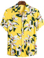 levne Havajské košile-Pánské Košile Havajská košile Košile na knoflíky Letní košile Košile pro volný čas Černá Bílá Žlutá Světle zelená Světlá růžová Krátký rukáv Grafické tisky Květiny a rostliny Přehnutý ulice Dovolená