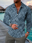 voordelige 3D-ritspolo-Voor heren POLO Shirt Golfshirt Grafische prints Geometrie Strijkijzer Wijn blauw Khaki Marine Blauw Bruin 3D-afdrukken Buiten Straat Lange mouw Vetoketju Afdrukken Kleding Modieus Ontwerper Casual