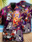 お買い得  ハワイアンシャツ-男性用 シャツ アロハシャツ 猫 グラフィック ギター 折襟 イエロー ブルー ライトパープル パープル カジュアル 祝日 半袖 ボタンダウン プリント 衣類 トロピカル風 ファッション ハワイアン ソフト
