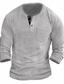 お買い得  メンズカジュアルTシャツ-男性用 ヘンリーシャツ 長袖シャツ 平織り ヘンリー ストリート バケーション 長袖 衣類 ベーシック デザイナー 現代コンテンポラリー
