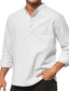 Χαμηλού Κόστους ανδρικά πουκάμισα casual-Ανδρικά Casual πουκάμισο Πουκάμισο Henley Σκέτο Μαύρο &amp; Άσπρο Γιακάς Μαύρο Λευκό Κρασί Χακί Καθημερινά Αργίες Μακρυμάνικο Κουμπί-Κάτω Ρούχα Βαμβάκι Μοντέρνα Κομψό στυλ street Βασικό