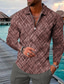 voordelige 3D-ritspolo-Voor heren POLO Shirt Golfshirt Grafische prints Geometrie Strijkijzer Wijn blauw Khaki Marine Blauw Bruin 3D-afdrukken Buiten Straat Lange mouw Vetoketju Afdrukken Kleding Modieus Ontwerper Casual