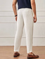 tanie lniane spodnie-Męskie Lniane spodnie Spodnie Letnie spodnie Spodnie plażowe Spodnie codzienne Ściągana na sznurek Elastyczny pas Równina Komfort Oddychający Codzienny Streetwear Mieszanka len / bawełna Moda