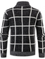 cheap Men&#039;s Cardigan Sweater-Men&#039;s Cardigan Sweater Ribbed Knit Button Knitted Plaid / Check Lapel Casual Warm Ups Daily Wear Going out Clothing Apparel Winter Fall Black Dark Navy M L XL
