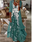 cheap Elegant Dress Sets-Women&#039;s Casual Dress Dress Set Two Piece Dress Long Dress Maxi Dress Purple Brown Green Half Sleeve Flower Print Summer Spring V Neck Fashion Vacation 2023 S M L XL XXL 3XL