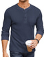 Χαμηλού Κόστους Ανδρικά μπλουζάκια casual-ανδρικό μπλουζάκι henley μακρυμάνικο βασικό πουλόβερ από βάφλα gingham με τσέπες