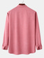 voordelige casual herenoverhemden-Voor heren Zomer overhemd Strand hemd Licht Roze Wijn Zwart Lange mouw Effen Opstaande boord Lente &amp; Herfst Casual Hawaii Kleding