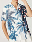 baratos camisas masculinas casuais-Homens Camisa havaiana camisa de botão Camisa casual Camisa de acampamento Camisa cubana Estampas Abstratas Floral &amp; Plants Aberto para a Lateral Branco Verde Claro Vermelho Azul Bege Rua Feriado