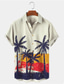 tanie Koszule hawajskie-Męskie Koszula Koszula hawajska Drzewo kokosowe Wzory graficzne Wieczorne Biały Żółty Jasnozielony Czerwony Niebieski + zielony Druk 3D Na zewnątrz Ulica Krótkie rękawy Przycisk w dół Nadruk Odzież