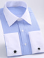 abordables Camisas de vestir-Hombre Camisa para Vestido Cuello Vuelto Otoño Primavera Manga Larga Negro Blanco Azul cielo A Rayas Boda Trabajo Ropa