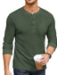 abordables Camisetas casuales de hombre-Camiseta básica de manga larga con cuello henley y bolsillos para hombre