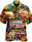 ieftine Cămașă Hawaiană-Bărbați Cămașă Cămașă hawaiană Imprimeu Grafic Hippie Autobuz Răsfrânt Galben Deschis Negru Verde Deschis Mov Maro Casual Hawaiian Manșon scurt Buton în jos Imprimeu Îmbrăcăminte Tropical Mod