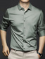 Недорогие Нарядные рубашки-Муж. Рубашка Рубашка с воротничком Нежелезная рубашка Атласная шелковая рубашка Полотняное плетение Отложной Винный Светло-зеленый Военно-зеленный Тёмно-синий Темно-серый Офис На выход Длинный рукав