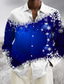 cheap Men&#039;s Christmas Shirt-Shirts Men&#039;s Shirt Graphic Prints Snowflake Turndown Wine Blue Green 3D Print Street Casual Long Sleeve Button-Down Print Clothing Apparel Fashion Designer Casual