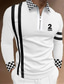 voordelige 3D-ritspolo-Voor heren POLO Shirt Golfshirt Ruitjes Brief Grafische prints Strijkijzer Zwart Wit Geel Lichtgroen Rood 3D-afdrukken Buiten Straat Lange mouw Vetoketju Afdrukken Kleding Sport Modieus Streetwear