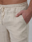 Χαμηλού Κόστους λινό παντελόνι-Ανδρικά Λευκά παντελόνια Παντελόνια Καλοκαίρι παντελόνι Παντελόνι παραλίας Κορδόνι Ελαστική μέση Ισιο πόδι Σκέτο Άνεση ΕΞΩΤΕΡΙΚΟΥ ΧΩΡΟΥ Causal Καθημερινά Μείγμα Λινό / Βαμβάκι Βασικό Κομψό στυλ street