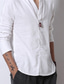 economico camicie casual da uomo-Per uomo camicia di lino Liscio A V Nero Bianco Blu marino Grigio Esterno Interni Manica lunga Abbigliamento Lino Vintage Informale Comodo