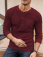 billige Casual T-skjorter for menn-Henley langermet basic vaffel gingham pullover t-skjorte for menn med lommer
