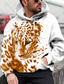 cheap Graphic Hoodies-Men&#039;s Hoodie Sweatshirt Print Designer Casual Big and Tall Graphic Animal Leopard Black And White White Light Brown Print Hooded Daily Sports Long Sleeve Clothing Clothes Regular Fit