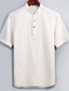 billiga fritidsskjortor för män-Herr linneskjorta Sommarskjorta Strandskjorta Krage Höst Vår Kortärmad Svart Vit Himmelsblå Randig Utomhus Gata Kläder Button-Down