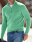 cheap Men&#039;s Pullover Sweater-Men&#039;s Sweater Pullover Sweater jumper Ribbed Knit Cropped Zipper Knitted Solid Color Stand Collar Basic Stylish Outdoor Daily Clothing Apparel Fall Winter Green Blue M L XL / Long Sleeve