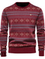tanie sweter męski sweter-Męskie Sweter Pulower Prążkowany Robić na drutach Skrócona długość Dzianiny Naszywka Wycięcie pod szyją Moda Moda miejska Na zewnątrz Wyjściowe Odzież Jesień i zima Czerwony M L XL
