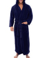 cheap Robes-Men&#039;s Plus Size Pajamas Robes Gown Sleepwear Bath Robe Pure Color Stylish Casual Comfort Home Daily Flannel Comfort Warm Long Robe Pocket Winter Fall Black Dark Blue