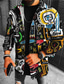preiswerte Bedruckte Herrenhemden-Herren Hemd Hemdjacke Abstrakt Grafik-Drucke Graffiti Rakete Umlegekragen Gelb Blau Outdoor Strasse Langarm Button-Down Bedruckt Bekleidung Sport Modisch Strassenmode Designer
