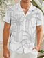 billiga Skjortor med tryck för män-Herr Skjorta Kokosnötsträd Grafiska tryck Nedvikt Svart Vit 3D-tryck Gata Dagligen Kortärmad Button-Down Mönster Kläder Tropisk Mode Hawaiisk Mjukt