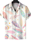 cheap Men&#039;s Casual Shirts-Men&#039;s Summer Hawaiian Shirt Button Up Shirt Summer Shirt Casual Shirt Beach Shirt White Yellow Light Green Pink Blue Short Sleeve Letter Coconut Tree Graphic Prints Turndown Street Holiday Clothing