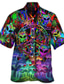 billige Hawaiiskjorter-Herre Skjorte Hawaii skjorte Grafiske tryk Svamp Fremmede Aftæpning Rød Blå Lilla Afslappet Hawaiiansk Kortærmet Knap ned Trykt mønster Tøj Tropisk Mode Hawaiiansk Blødt