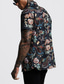 billige Hawaiiskjorter-Herre Skjorte Grafisk Dyr Sommerfugl Hældning V-hals Sort / Hvid Blå-Grøn Navyblå Trykt mønster udendørs Afslappet Langærmet 3D-udskrivning Tøj Mode Designer Afslappet Bekvem