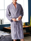 voordelige Ochtendjassen-Voor heren Grote maten Pyjama Gewaad Badjassen Bath Robe Heldere kleur Stijlvol Casual Comfortabel Huis Dagelijks Flanel Comfort Warm Lange mantel Zak Winter Herfst Wit Marineblauw