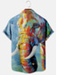 ieftine Cămăși pentru bărbați cu imprimeu-Bărbați Cămașă Animal Elefant Imprimeu Grafic Răsfrânt Albastru piscină Trifoi Kaki Tipărire 3D În aer liber Stradă Mânecă scurtă Buton în jos Imprimeu Îmbrăcăminte Tropical Modă Hawaiană Designer