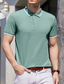 billige klassisk polo-Herre POLO T-skjorte Golf skjorte Stripet Aftæpning Grønn Svart Blå Rosa Mørkegrønn utendørs Gate Kortermet Knapp ned Klær Bomull Kul Fritid Bekvem