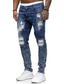 billiga jeans och jeansshorts-Herr Jeans Mager Långbyxor Trasiga jeans Jeansbyxor Ficka Rev Ensfärgat Komfort Fullängd Dagligen Sport Denim Streetwear Stylish Ljusblå Microelastisk