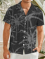 voordelige Overhemden met print voor heren-Voor heren Overhemd Kokosnootboom Grafische prints Strijkijzer Zwart Wit 3D-afdrukken Straat Dagelijks Korte mouw Button-omlaag Afdrukken Kleding Tropisch Modieus Hawaii Zacht